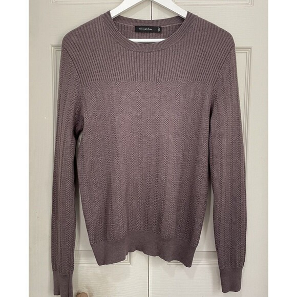 Ermenegildo Zegna Pink Raspberry Glace Wool & Silk Cable Knit Sweater SZ 48/S - Picture 4 of 8